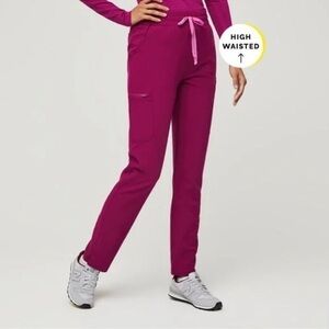 Figs High-waisted Yola Scrub Pants in Dark Magenta